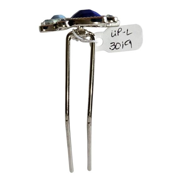 LILLA ROSE U Pin Hair Decoration 1 Silver Tone Blue Beads UP-L3019 Length 3" - Picture 1 of 2